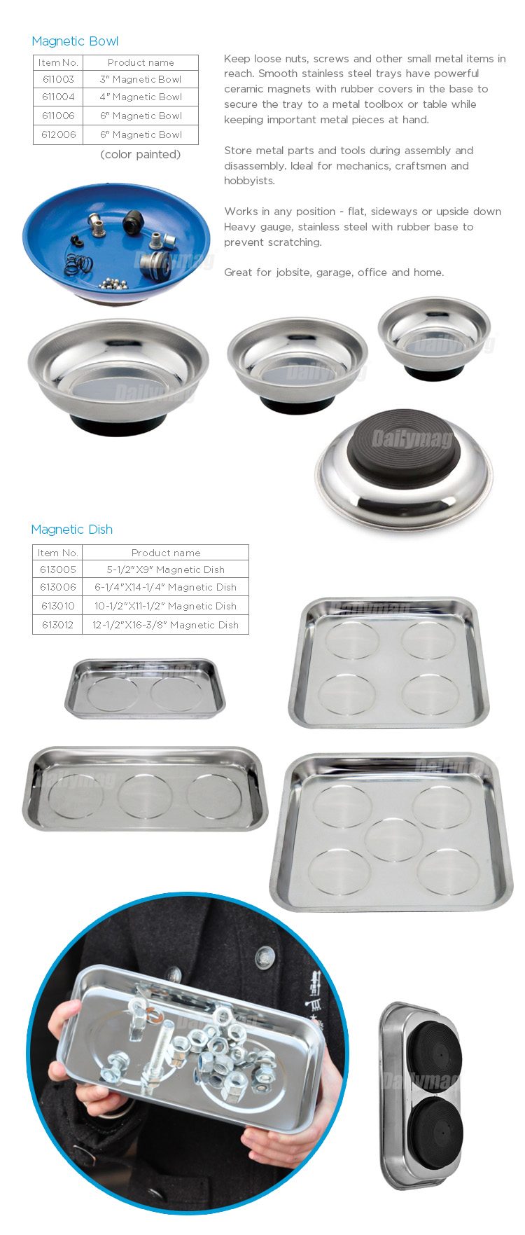 Magnetic containing tool,magnetic bowl,magnetic tray,magnetic plate --  Dailymag Magnetics
