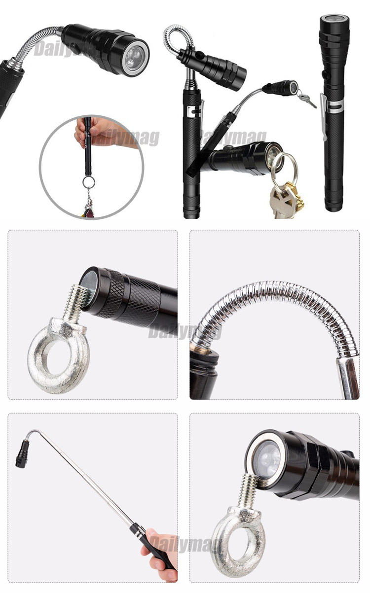magnetic flexible telescopic flashlight,magnetic flashlight,telescopic flashlight,flexible flashlight,magnetic pick up tool